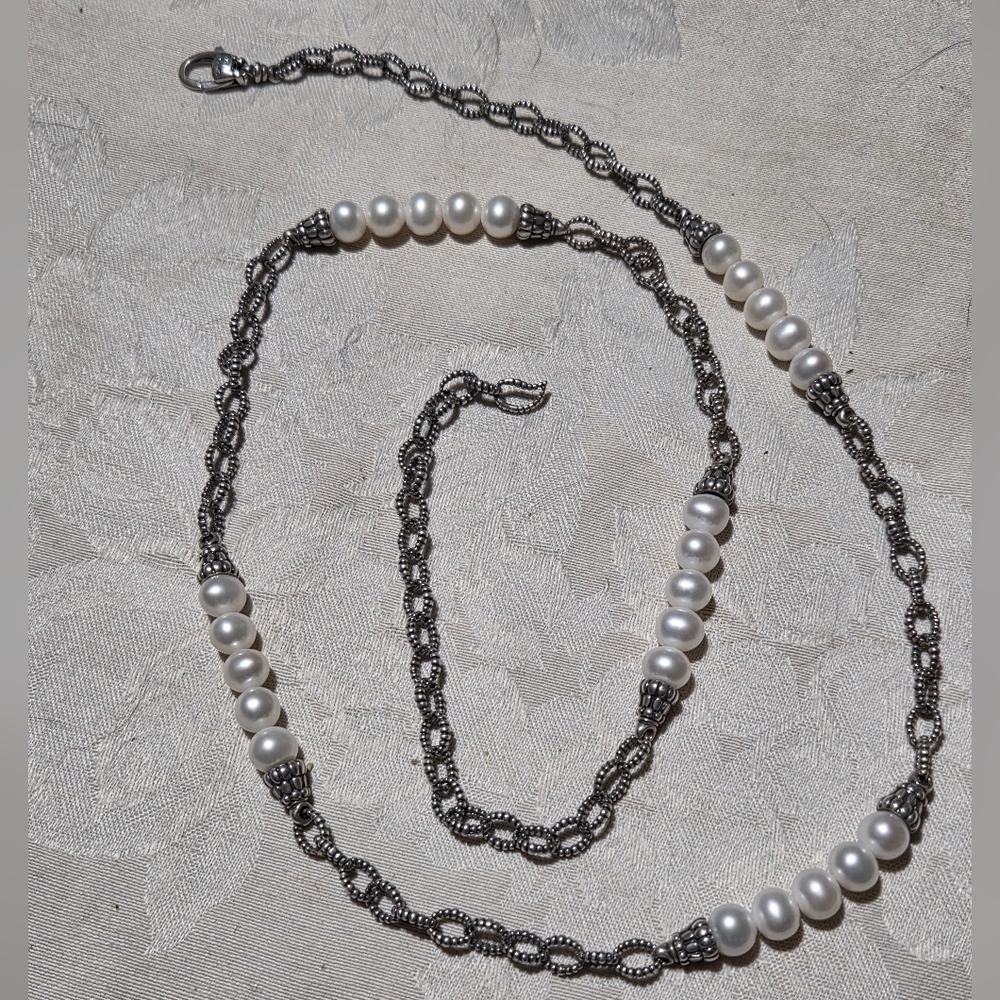 LAGOS Luna Pearl Necklace, Sterling Silver, 36 Inches